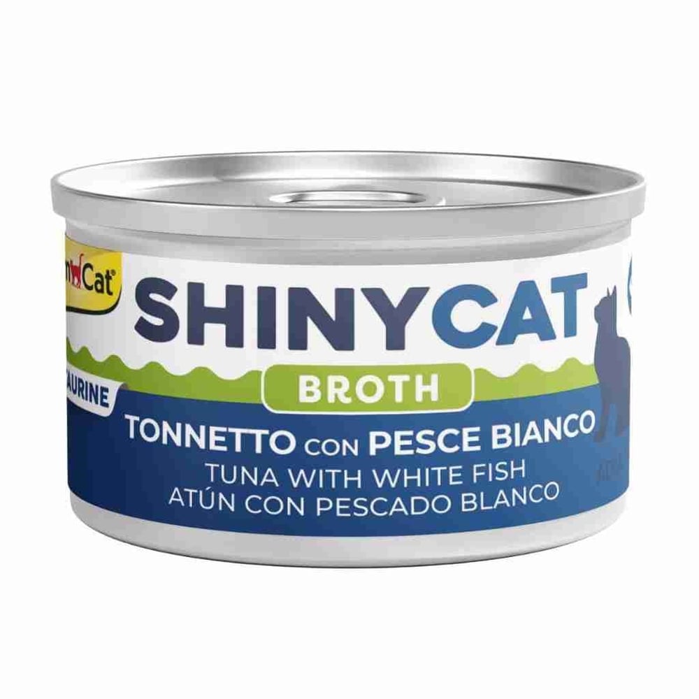 Gimcat Shinycat Broth Ton Balıklı ve Beyaz Balıklı Kedi Konservesi 70 gr