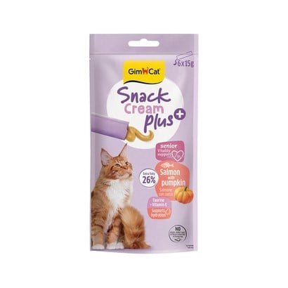 Gimcat Snack Cream Senior Somonlu & Balkabaklı Kedi Ödülü 6 X 15 Gr
