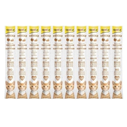 GimCat Sticks Hindi Etli Tavşan Etli Ödül Çubukları 10'Lu 50 Gr