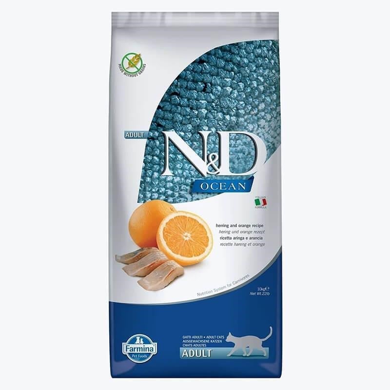 N&D Ocean Tahılsız Balık Ve Portakallı Yetişkin Kedi Maması 10 Kg