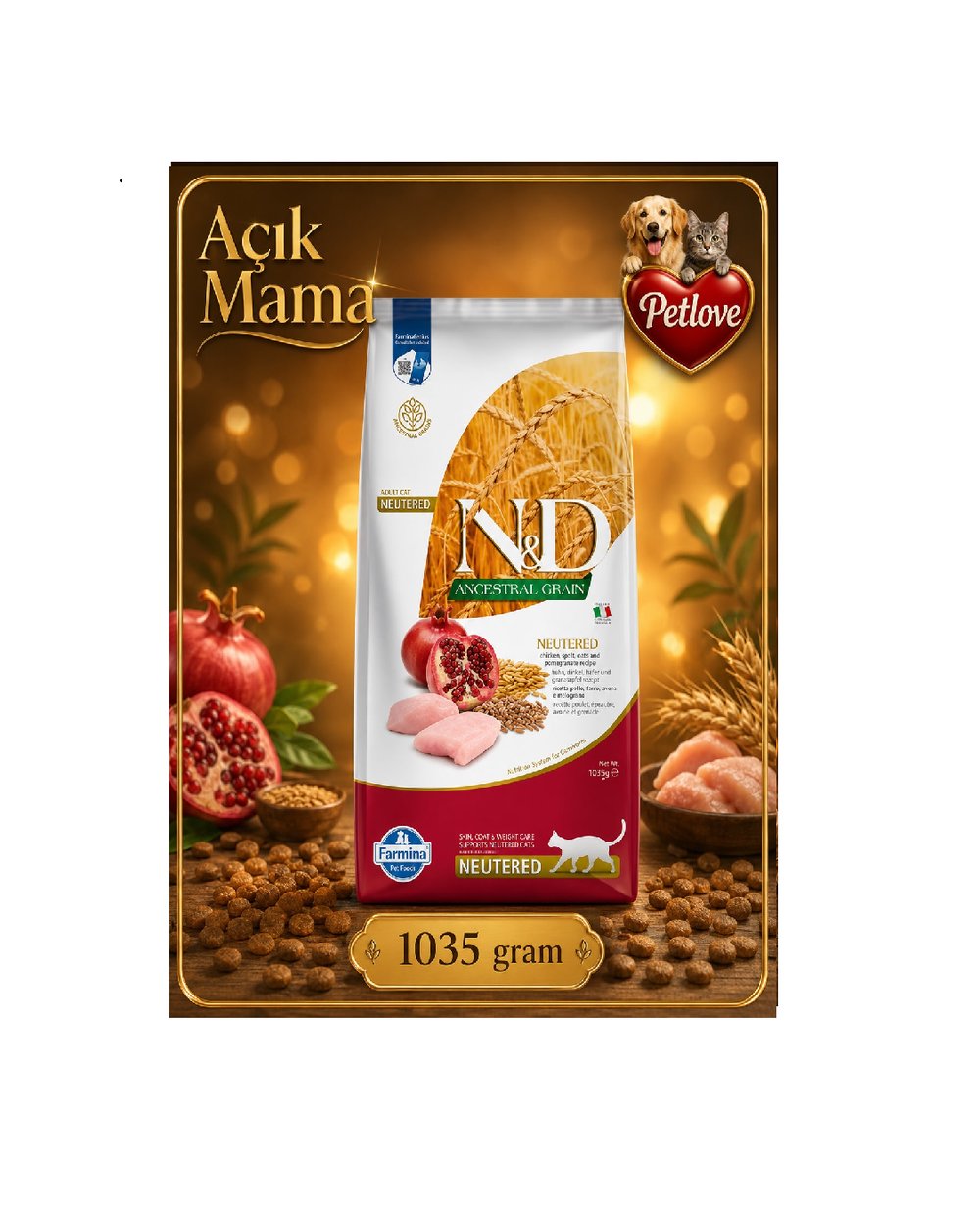 N&D Tavuk Kısır Kedi 1 KG