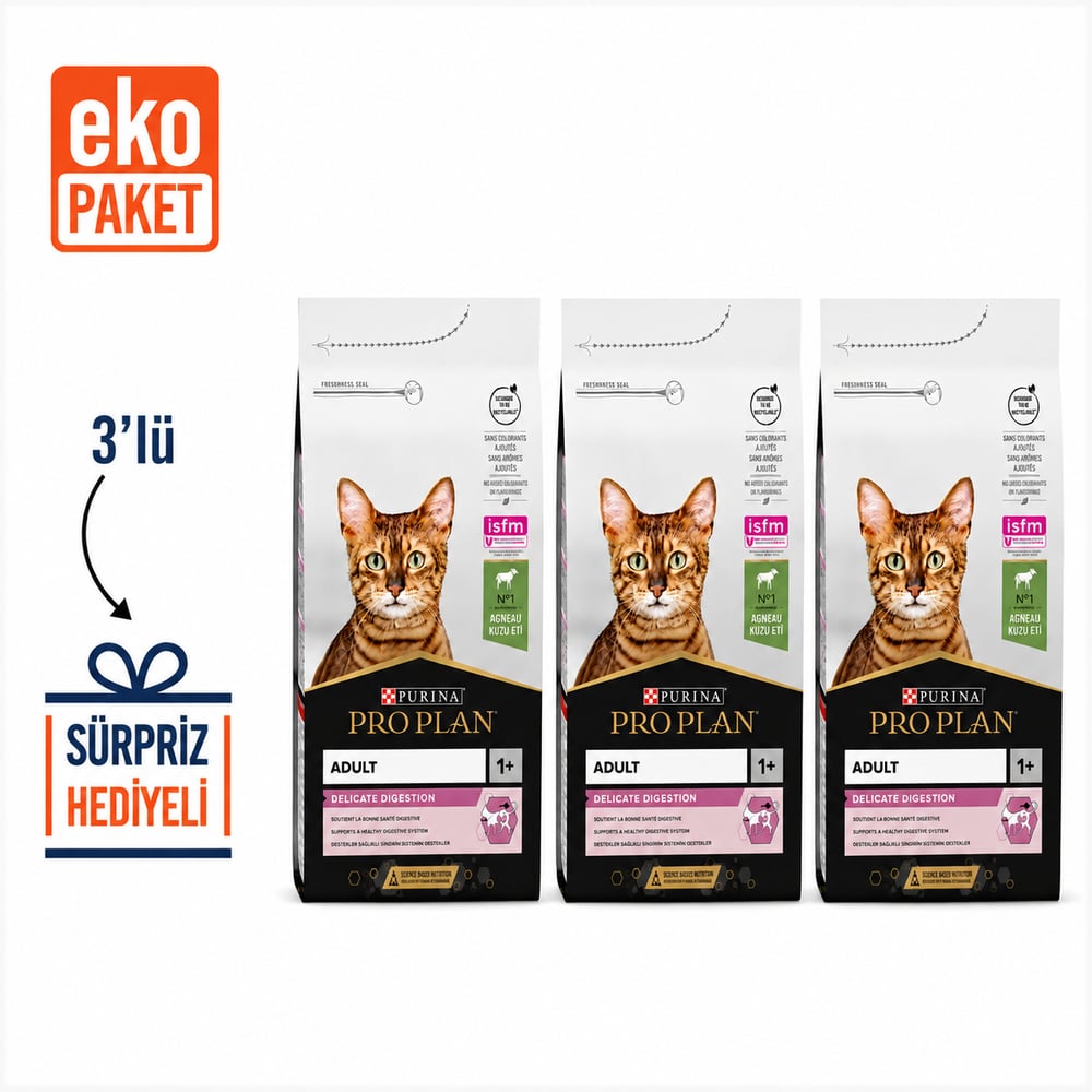 Pro Plan Delicate Kuzu Etli Kedi Maması 1.5 Kg X 3' lü Eko Paket 