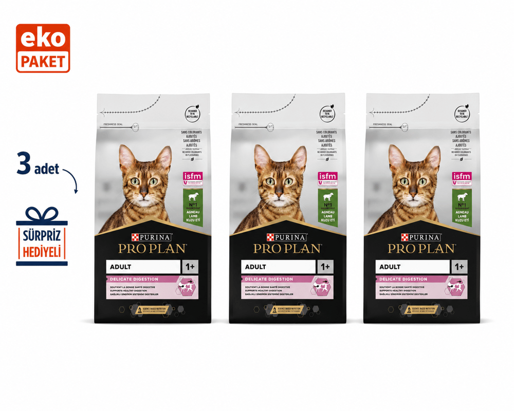 Pro Plan Delicate Kuzu Etli Kedi Maması 3 kg X 3'lü Eko Paket