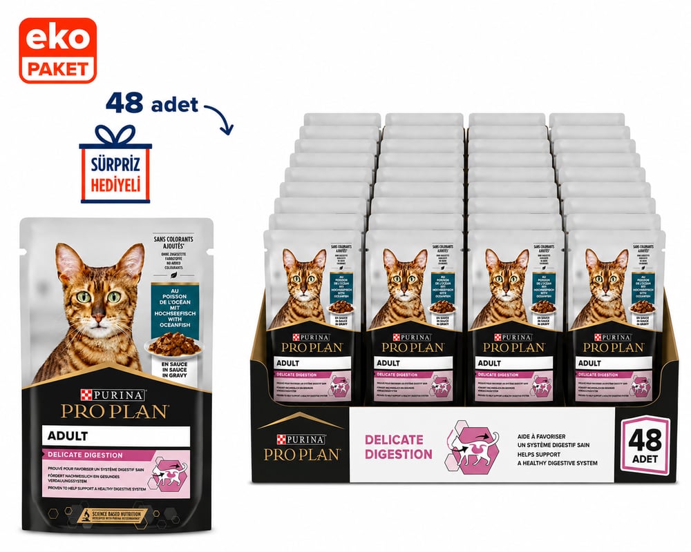 Pro Plan Delicate Okyanus Balıklı Pouch Kedi Konservesi 85 Gr X 48'li Eko Paket
