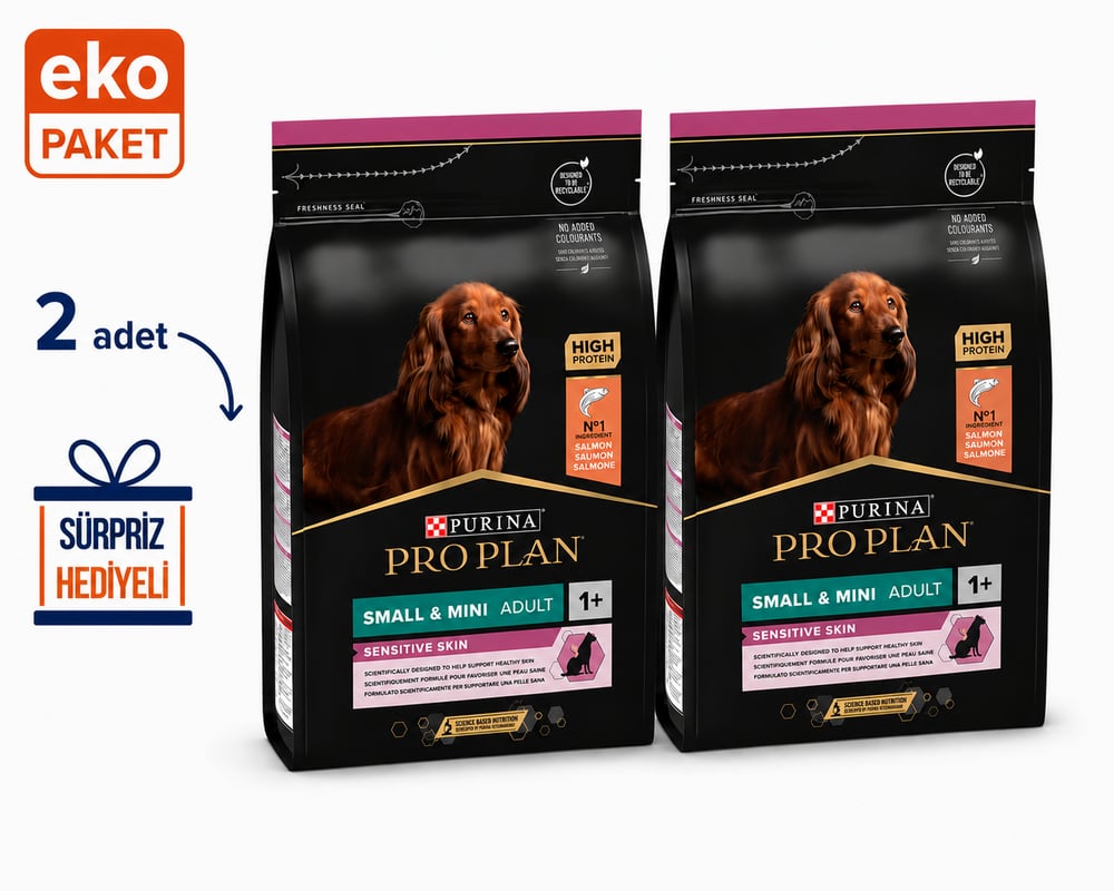 Pro Plan Sensitive Skin Somonlu Küçük Irk Yetişkin Köpek Maması 3 kg. X 2'li Eko Paket