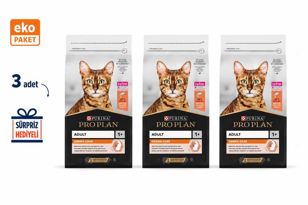 Proplan Elegant Derma Plus Somonlu Yetişkin Kedi Maması 3 Kg X 3'lü Eko Paket