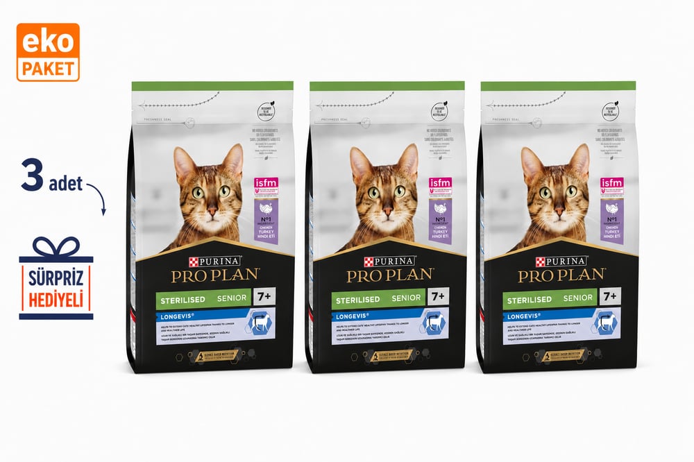 ProPlan Kısırlaştırılmış Hindili +7 Yaşlı Kedi Maması 3 Kg