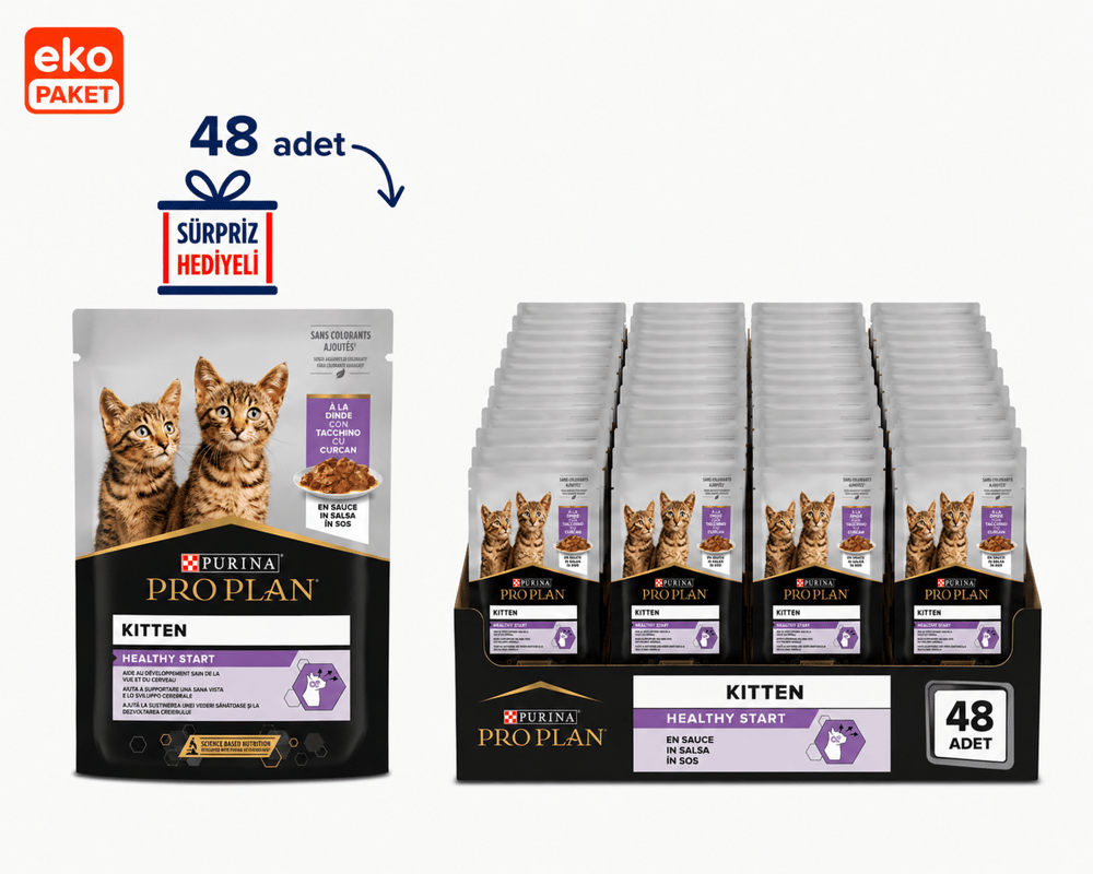 ProPlan Kitten Hindi Etli Pouch Yavru Kedi Konservesi 85 Gr X 48'li Eko PAket