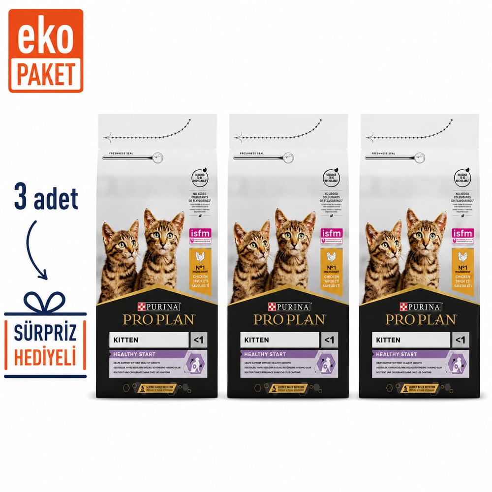 Proplan Kitten Tavuklu Yavru Kedi Maması 1.5 Kg X 3'lü Eko Paket 