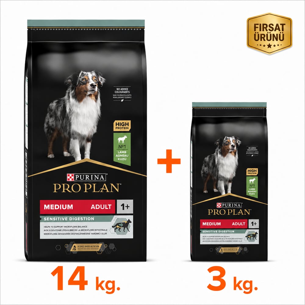 ProPlan Kuzu Etli Yetişkin Kuru Köpek Maması 14 Kg + 3 Kg Fırsat Ürünü