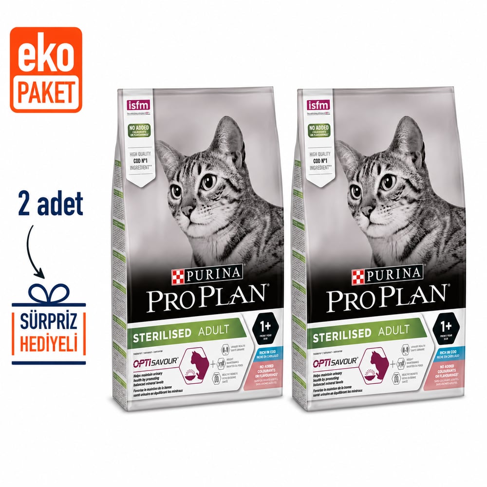 ProPlan Morina ve Okyanus Balıklı Kısırlaştırılmış Kedi Maması 1.5 Kg X 2'li Eko PAket 
