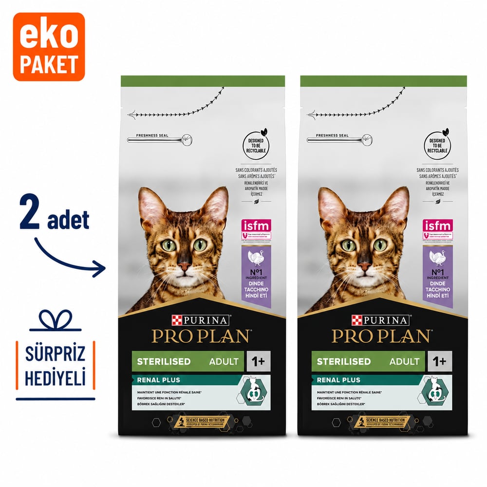 Proplan Renal Plus Hindili Kısırlaştırılmış Kedi Maması 10 Kg X 2'li Eko Paket