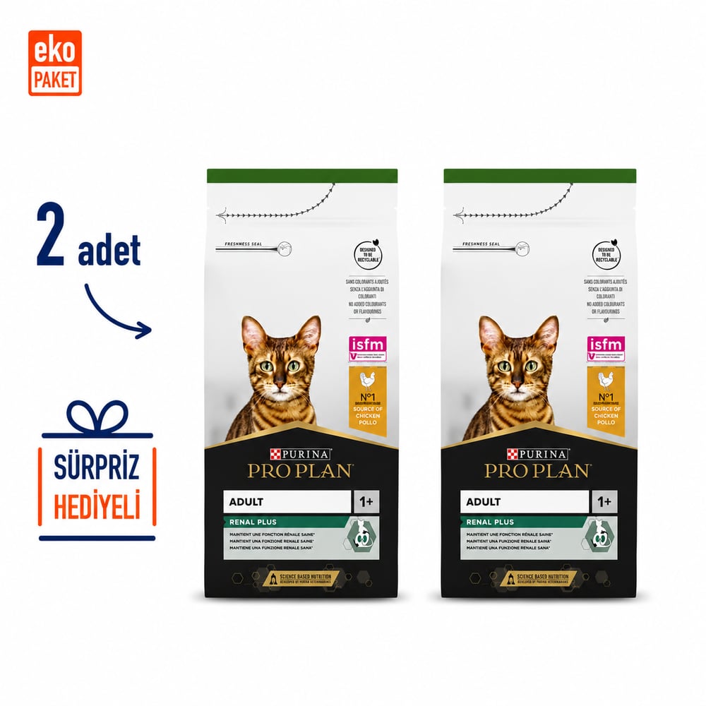 Proplan Renal Plus Tavuk Etli Yetişkin Kedi Maması 1.5 Kg X 2'li Eko Paket