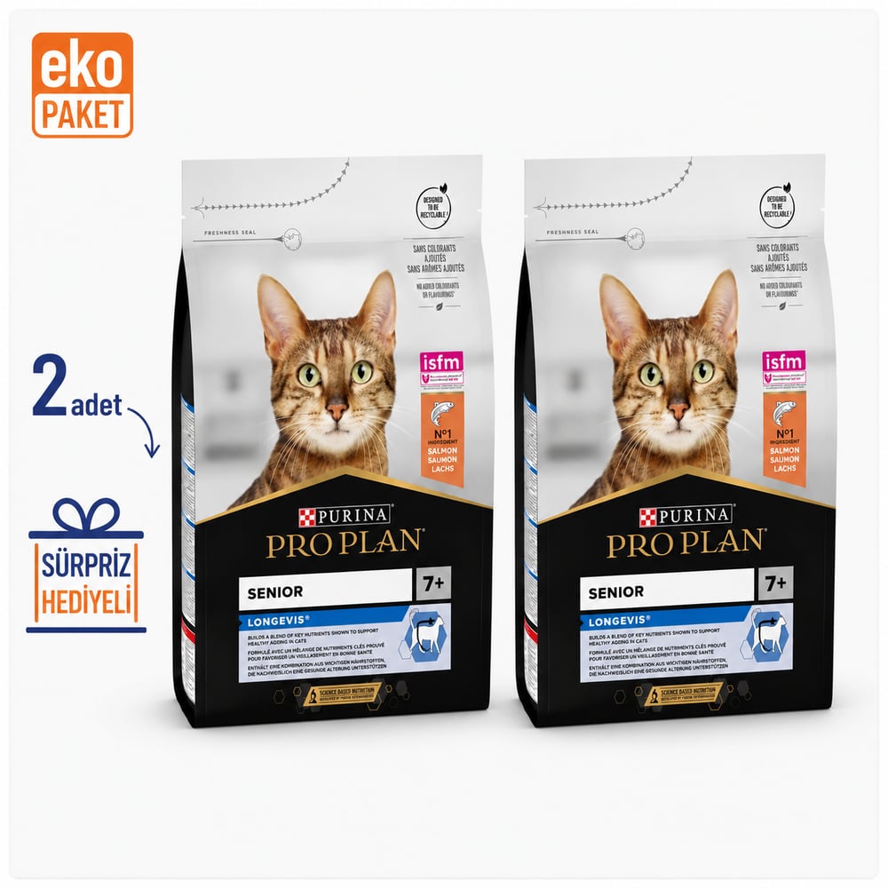 Proplan Senior +7 Somonlu Yaşlı Kedi Maması 3 Kg X 2' li Eko Paket 