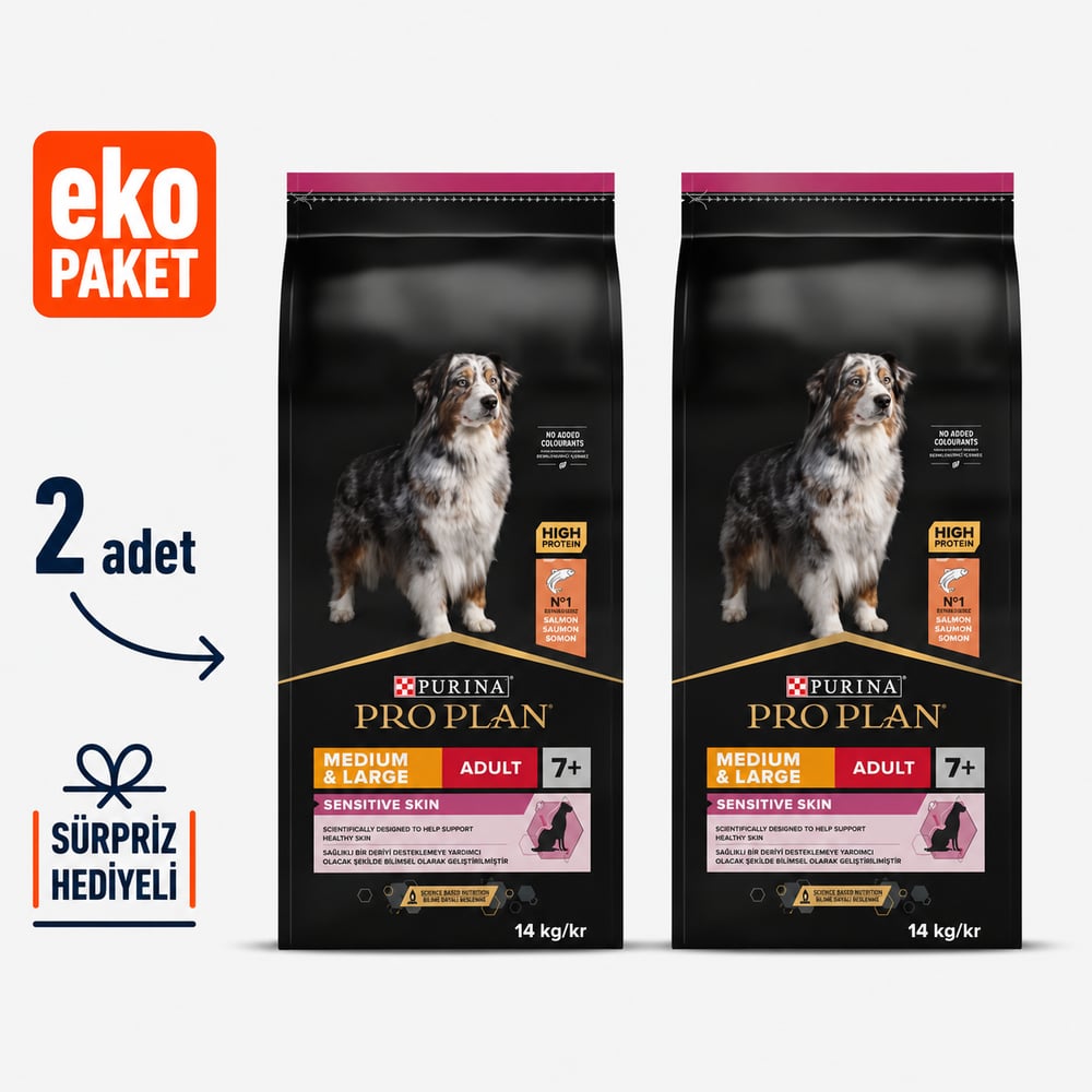 ProPlan Somonlu Hassas Yaşlı Kuru Köpek Maması 14 Kg X 2' li Eko Paket