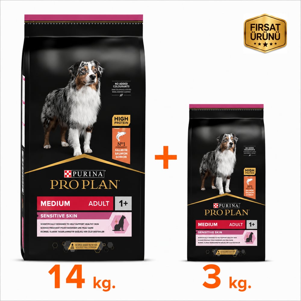 ProPlan Somonlu Hassas Yetişkin Kuru Köpek Maması 14 Kg + 3 Kg Fırsat Ürünü