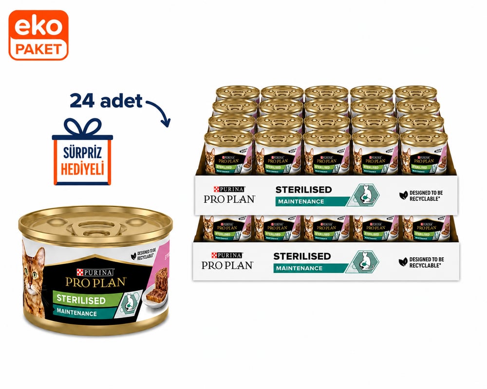 Proplan Sterilised Somonlu Yetişkin Kedi Konservesi 85 gr X 24'lü Eko Pket