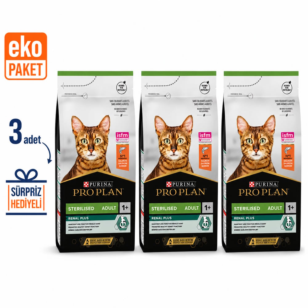Proplan Sterilised Somonlu Yetişkin Kuru Kedi Maması 3 Kg X 3'lü Eko Paket