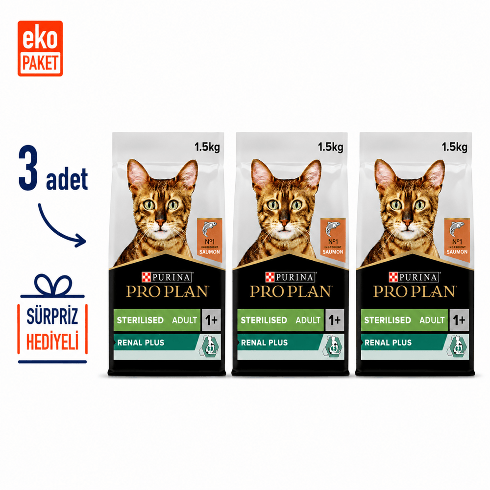 Proplan Sterilised Somonlu Yetişkin Kuru Kedi Maması 1.5 Kg X 3'lü Eko Paket