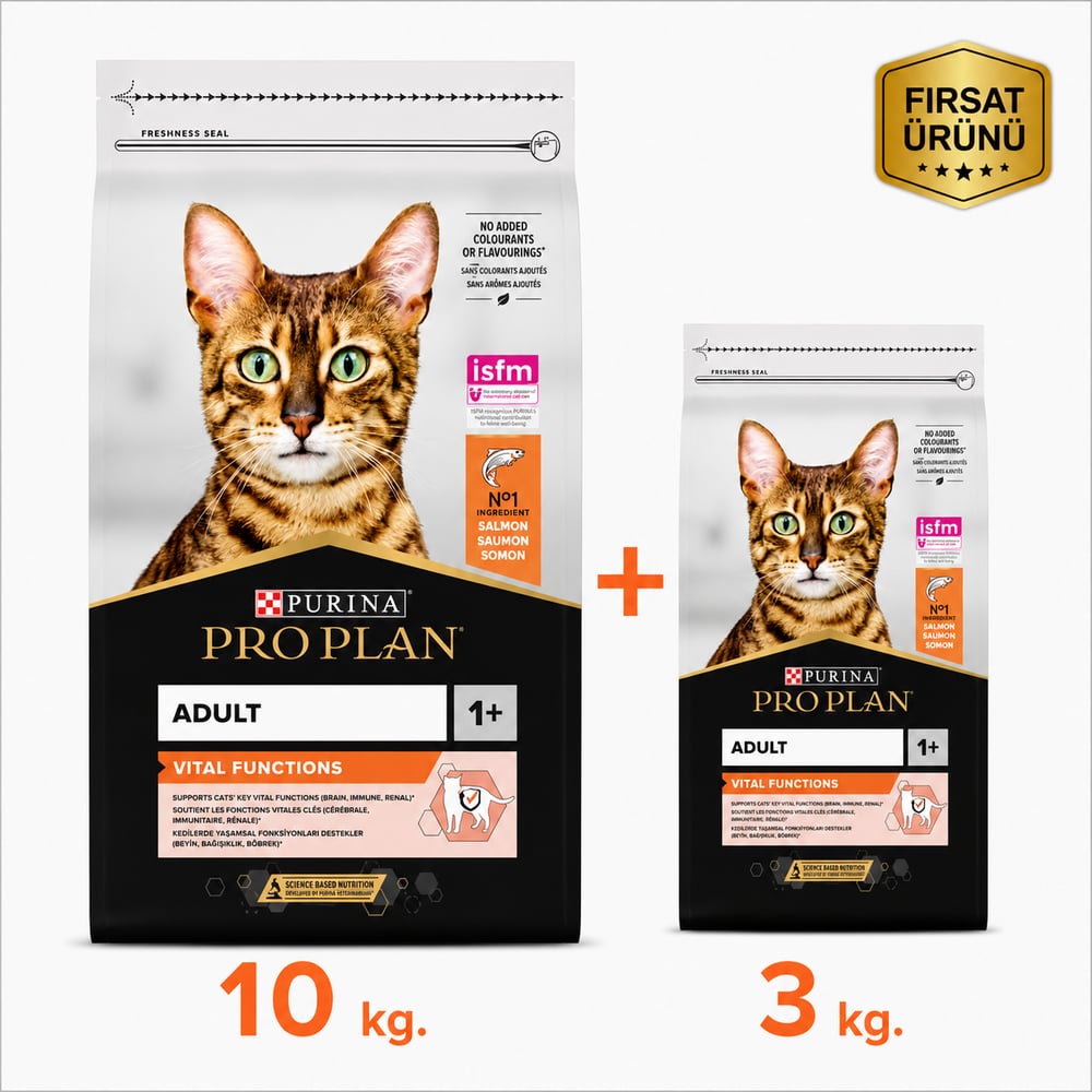 ProPlan Vital Functions Somonlu Yetişkin Kedi Maması 10 Kg + 3 Kg Fırsat Ürünü
