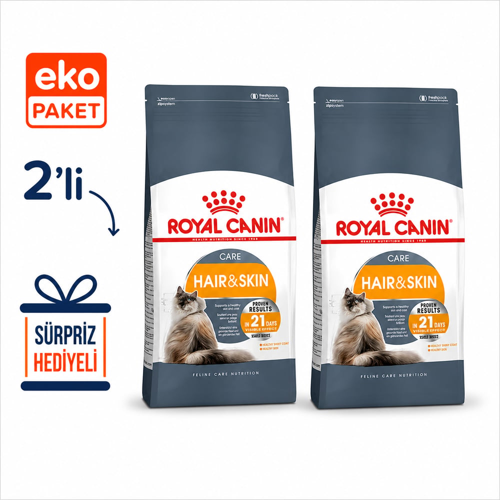Royal Canin Hair Skin Hassas Tüylü Kedi Maması 2 Kg X 2'li Eko Paket