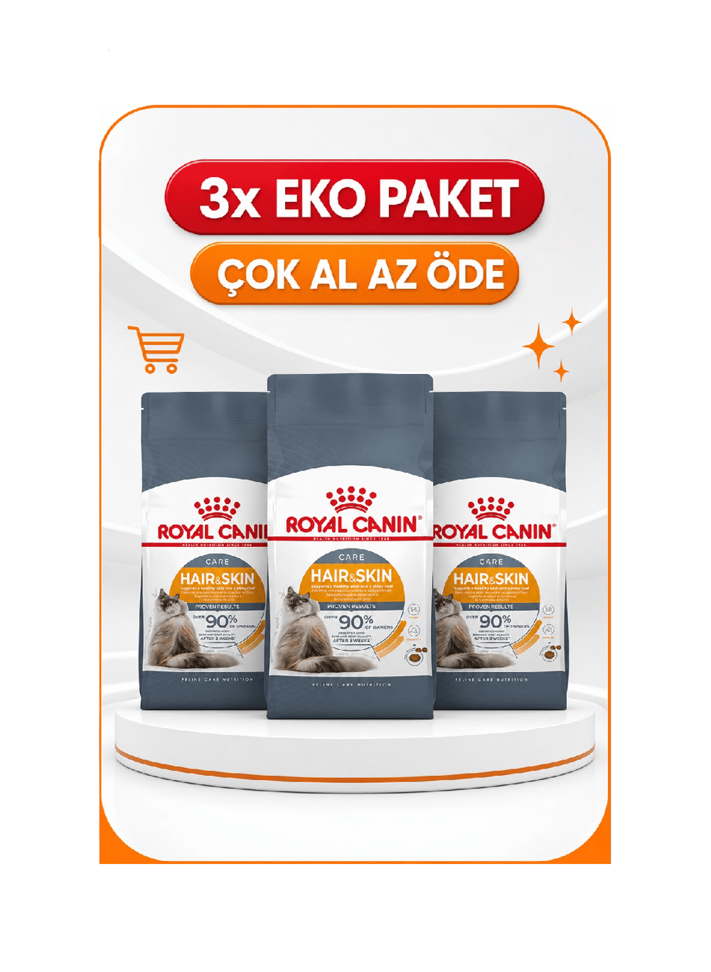 Royal Canin Hair Skin Hassas Tüylü Kedi Maması 2 Kg X 3'lü Eko Paket