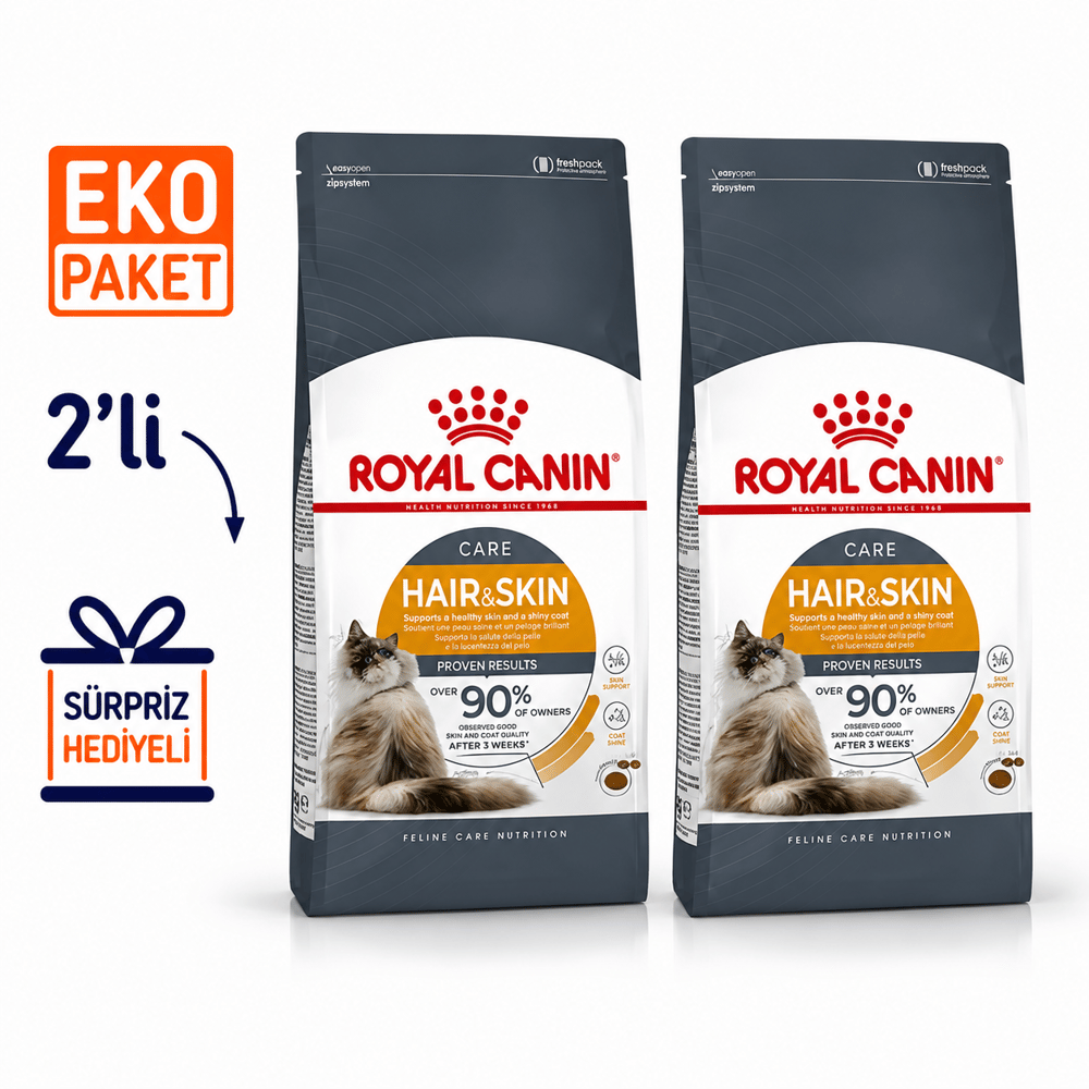 Royal Canin Hair Skin Hassas Tüylü Kedi Maması 4 Kg X 2'li Eko Paket 