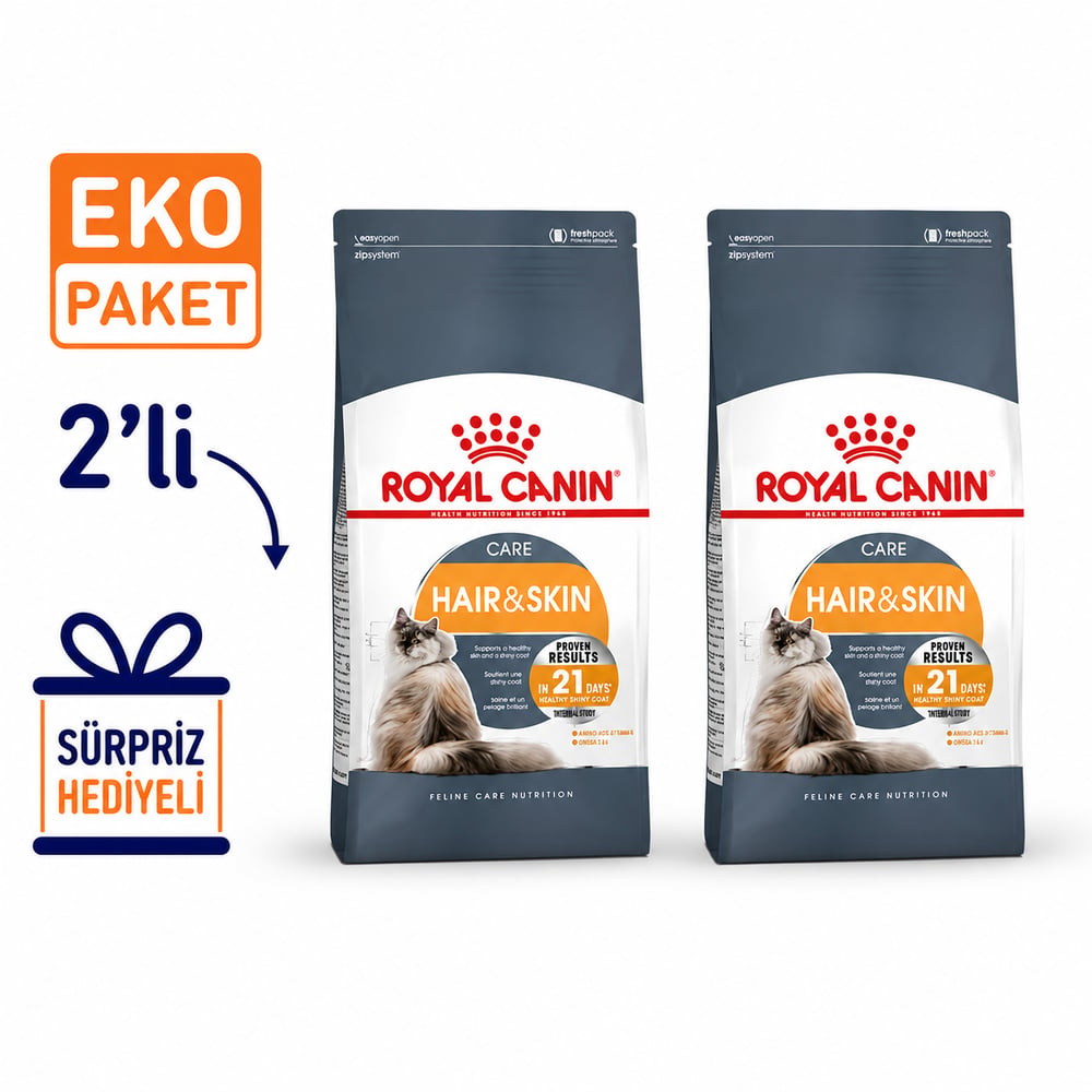 Royal Canin Hair Skin Hassas Tüylü Kedi Maması 4 Kg X 2'li Eko Paket