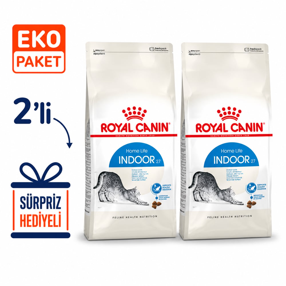 Royal Canin İndoor 27 Kuru Kedi Maması 2 Kg X 2'li Eko Paket