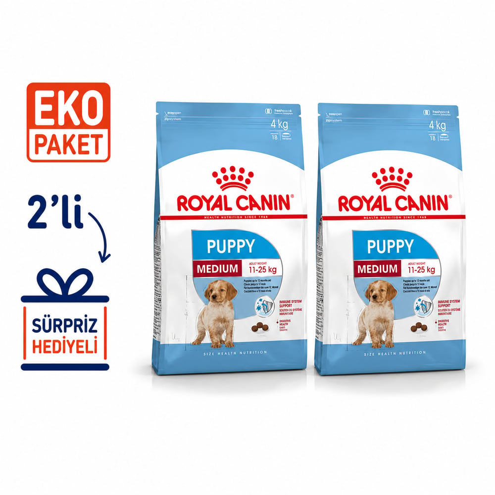Royal Canin Medium Puppy Orta Irk Yavru Kuru Köpek Maması 4 Kg X 2'li Eko Paket 