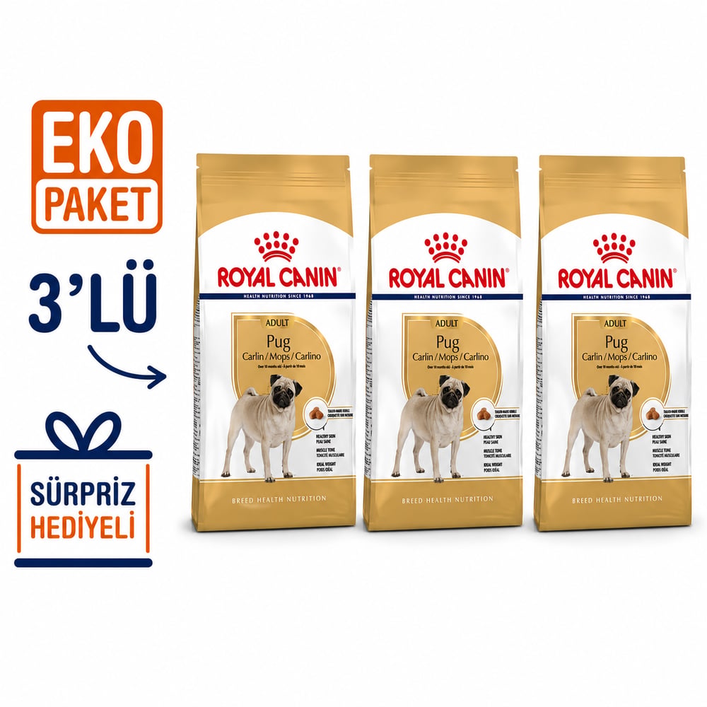 Royal Canin Pug 25 Pug Yetişkin Köpek Maması 1,5 Kg X 3'lü Eko Paket 
