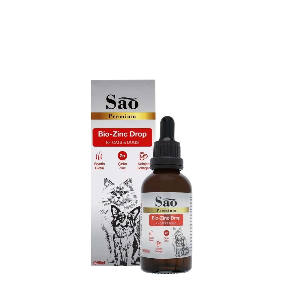 Sao Bio - Zinc Drop Kediler ve Köpekler Için Deri ve Tüy Sağlığı Destekleyici Damla  50 ML