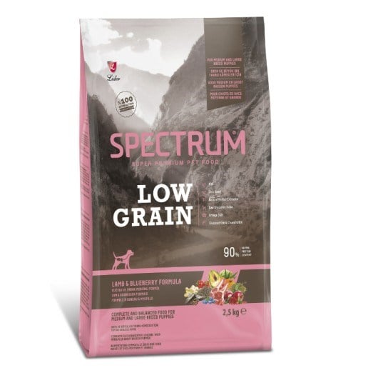 Spectrum Kuzu Etli ve Yaban Mersinli Orta ve Büyük Irk Düşük Tahıllı Yavru Köpek Maması 2,5kg