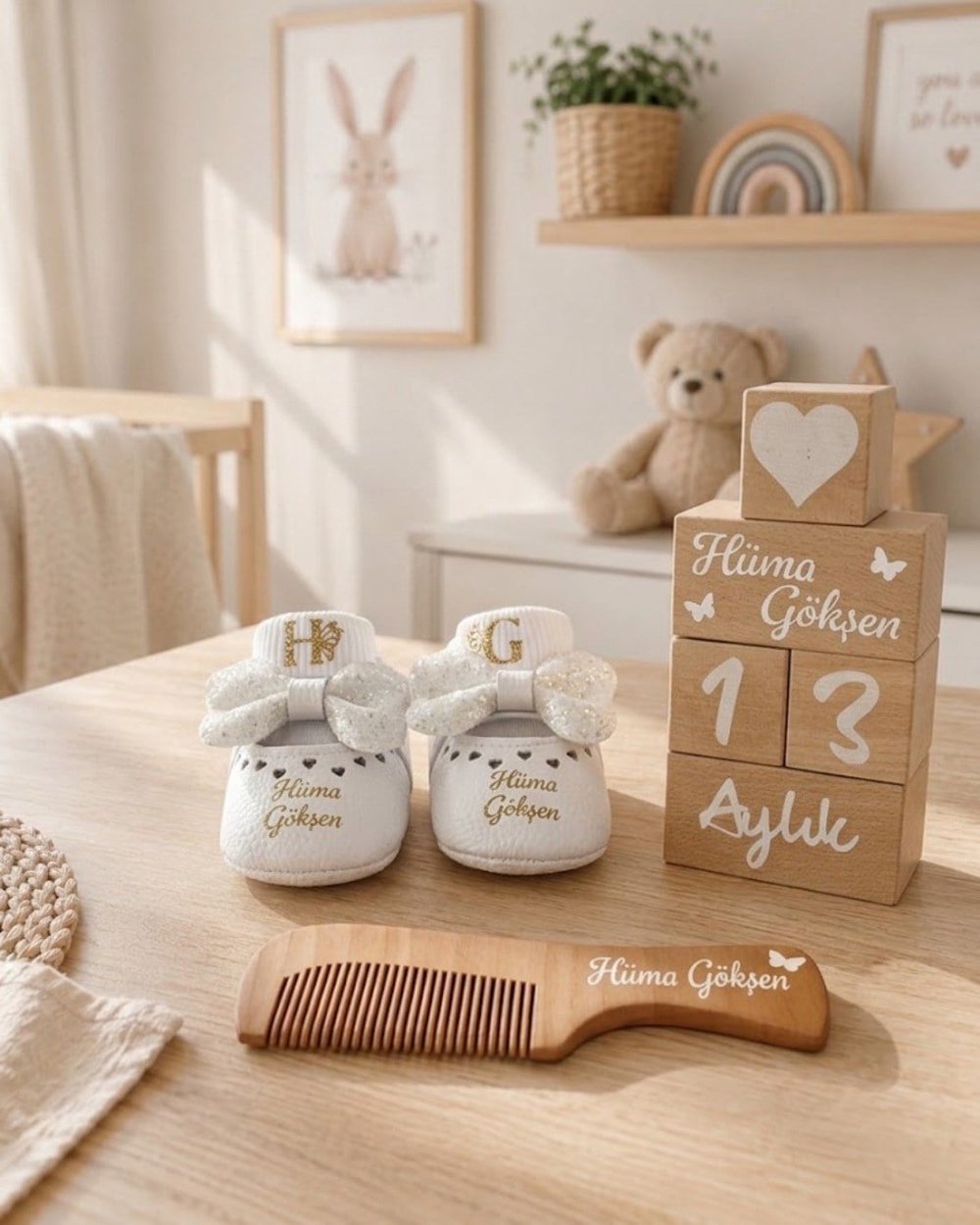 İsme Özel Bebek Seti ve Yeni Doğan Hediye Kutusu ( 4'lü Paket ) 
