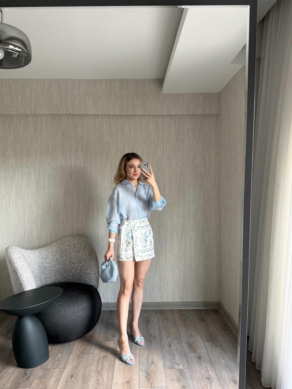 Nakışlı Kruvaze Şort Etek