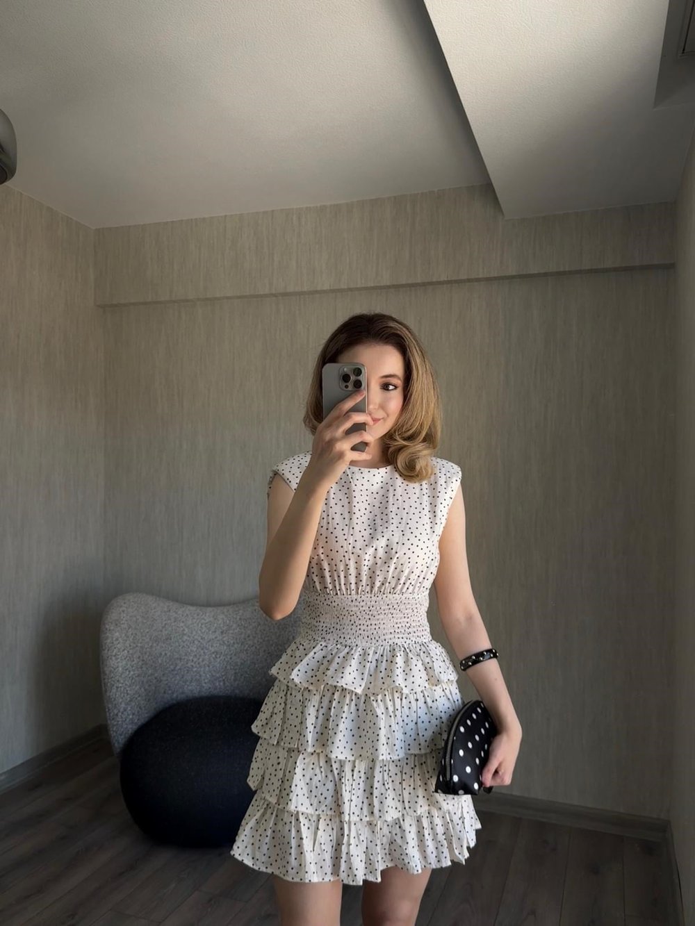 Puantiyeli Vatkalı Elbise