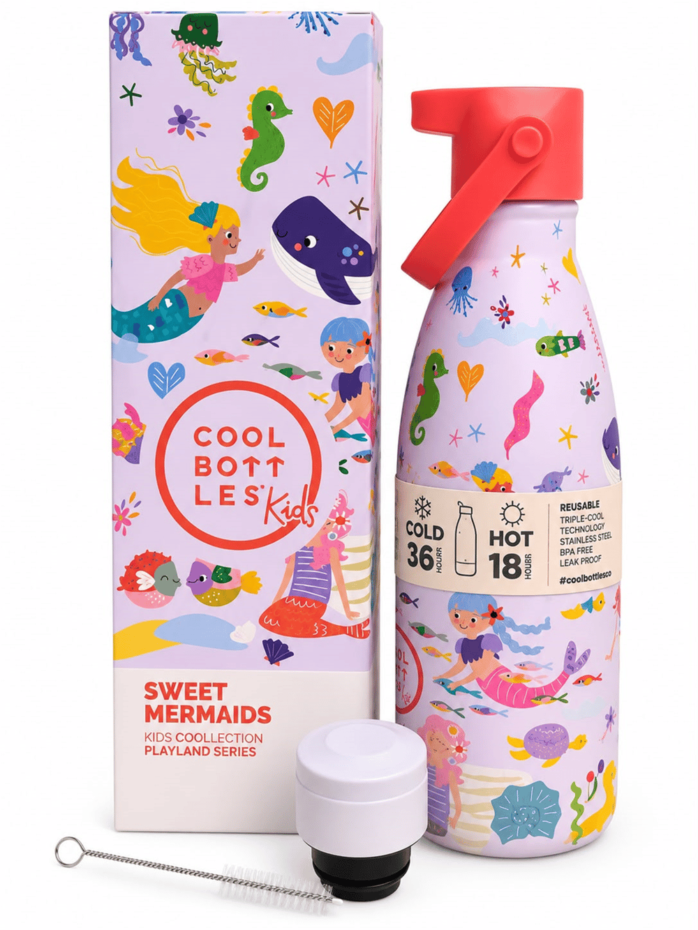 Coll Bottles 350 ML Paslanmaz Çelik Pipetli Termos Suluk Sweet Mermaids