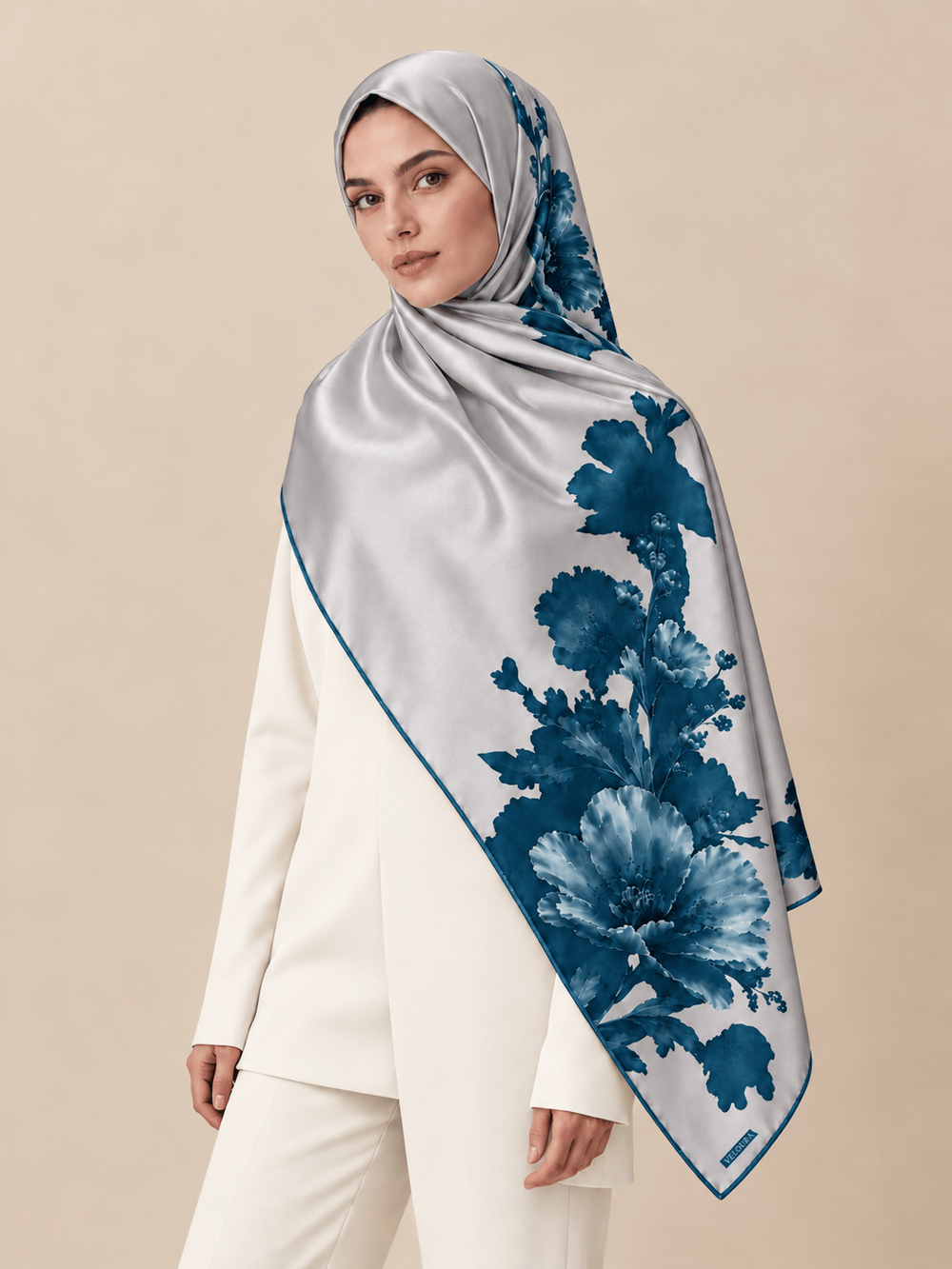 FIORE INDIGO MAVİ %100 MULBERRY İPEK ŞAL