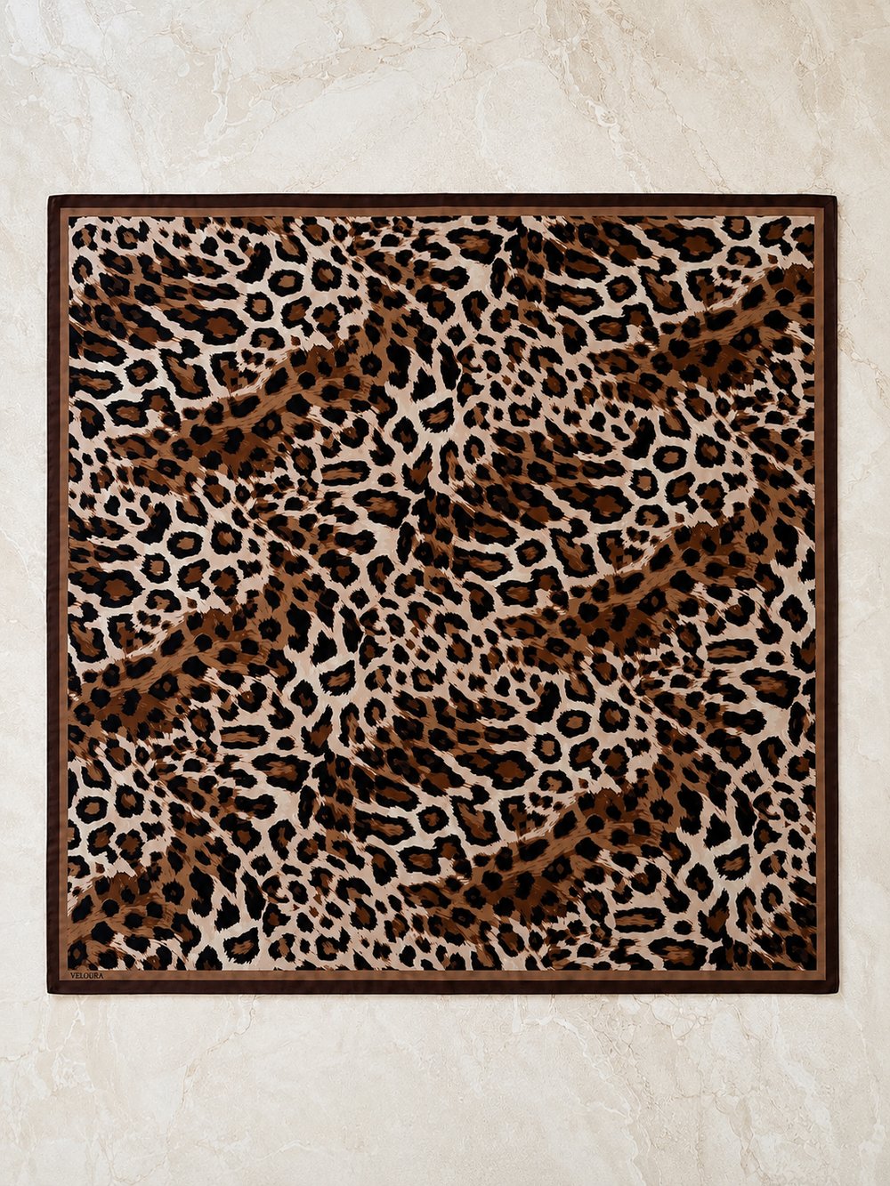 LEOPAR KAHVE %100 TWILL İPEK EŞARP