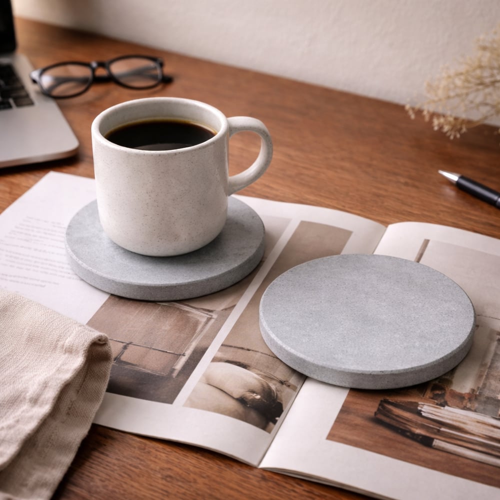 Beton Bardak Altlığı – Ofis ve Çalışma Masası İçin Minimal Çözüm