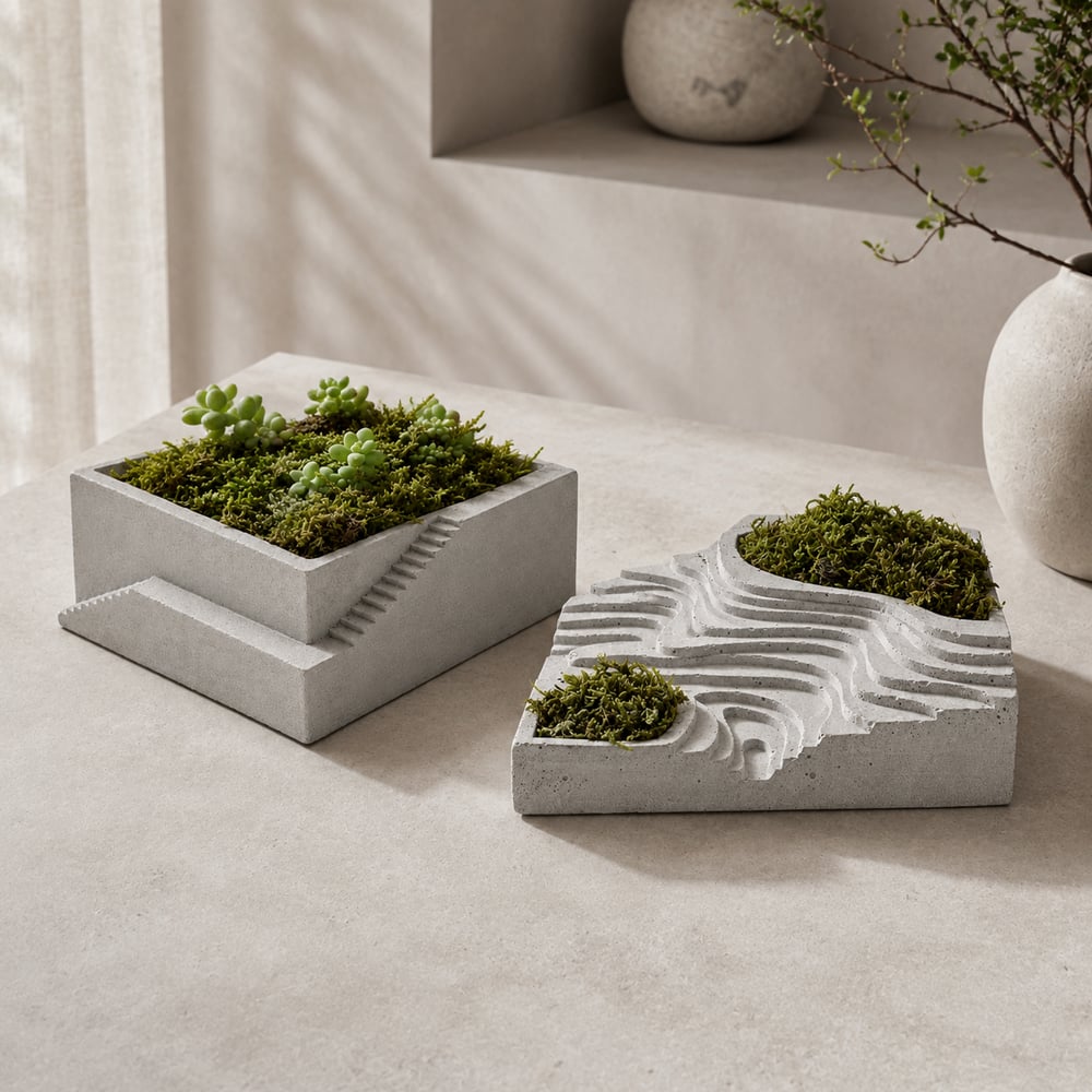 Beton Saksı Varyasyonları – Mimari Tarz ve Kare Sukulent Saksıları