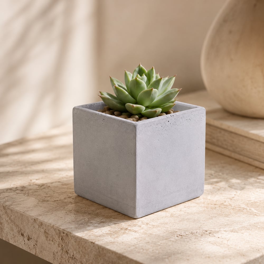 Kare Brüt Beton Kaktüs ve Sukulent Saksısı, Model: BTNSK-2023202