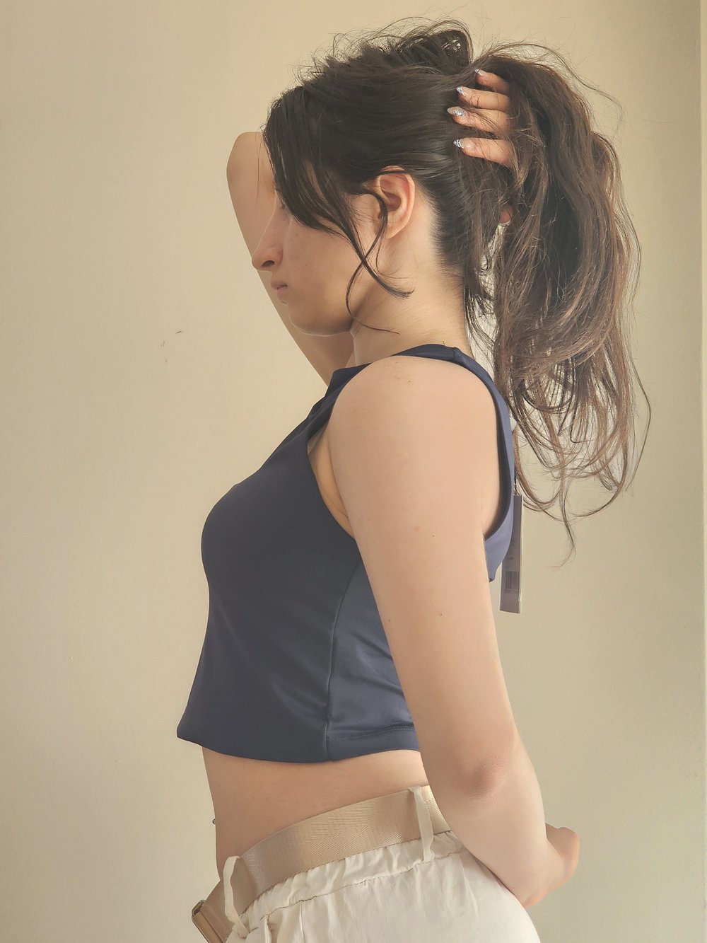 Lacivert Crop Bluz