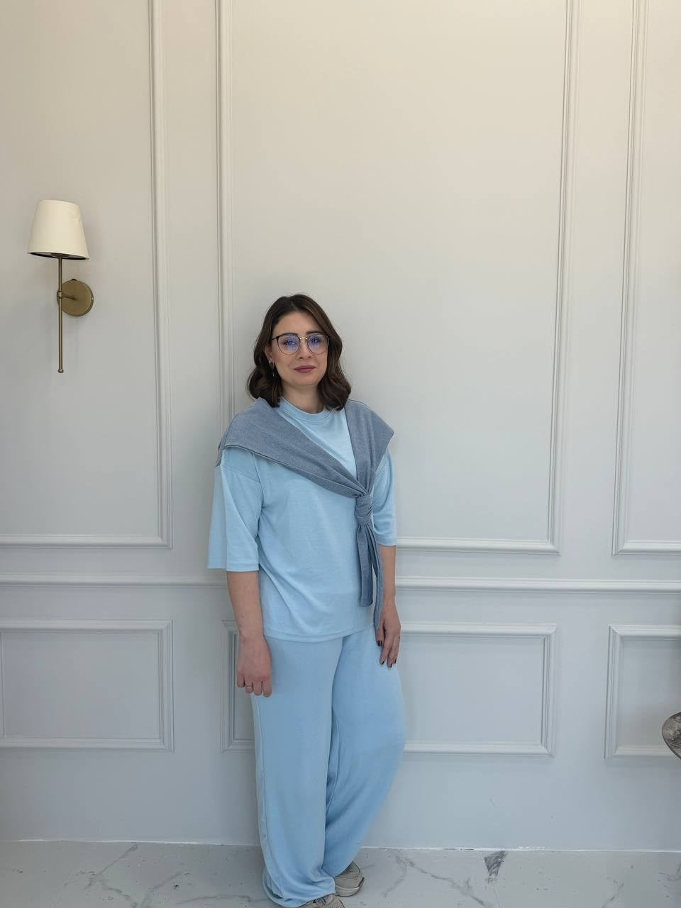 Kot Bağlamalı Mavi Eşofman Takımı