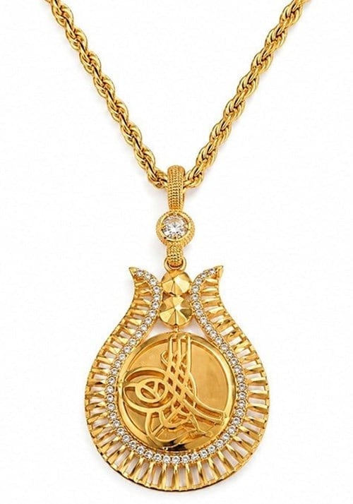 14 Ayar Sultan Nuru Taşlı Altın Kolye