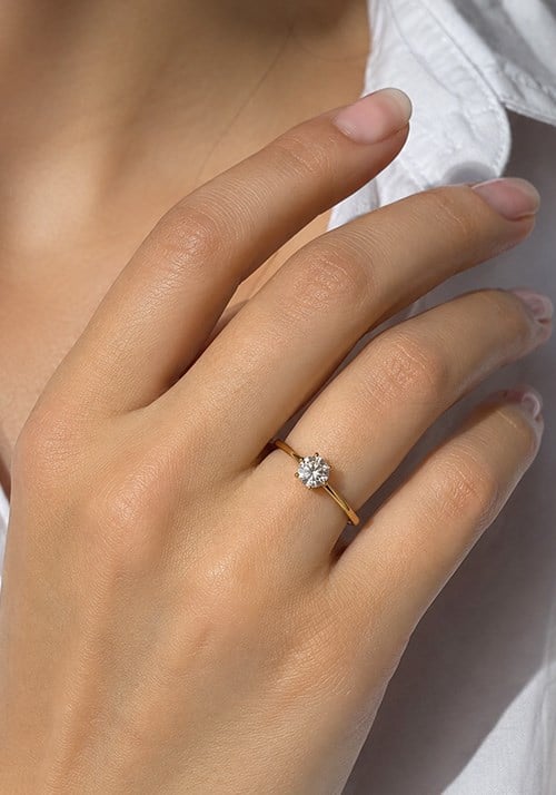 8 Ayar Altın Sade Işıltı Model Kadın Yüzük