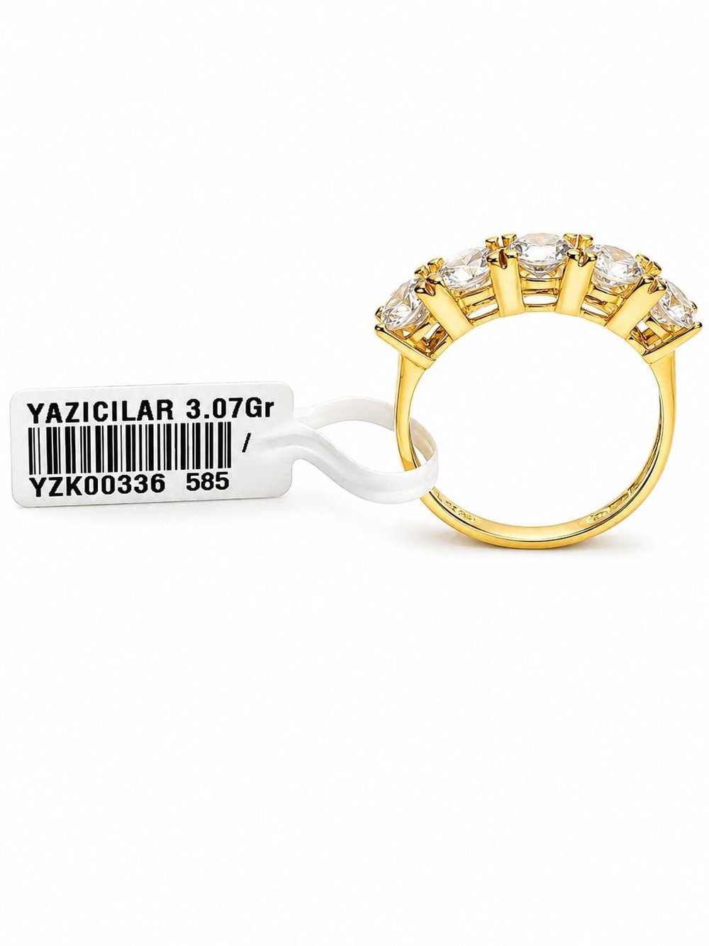 YAZICILAR  14 Ayar Altın Beştaş Model Zirkon Taşlı Kadın Yüzük – 3.07 Gr