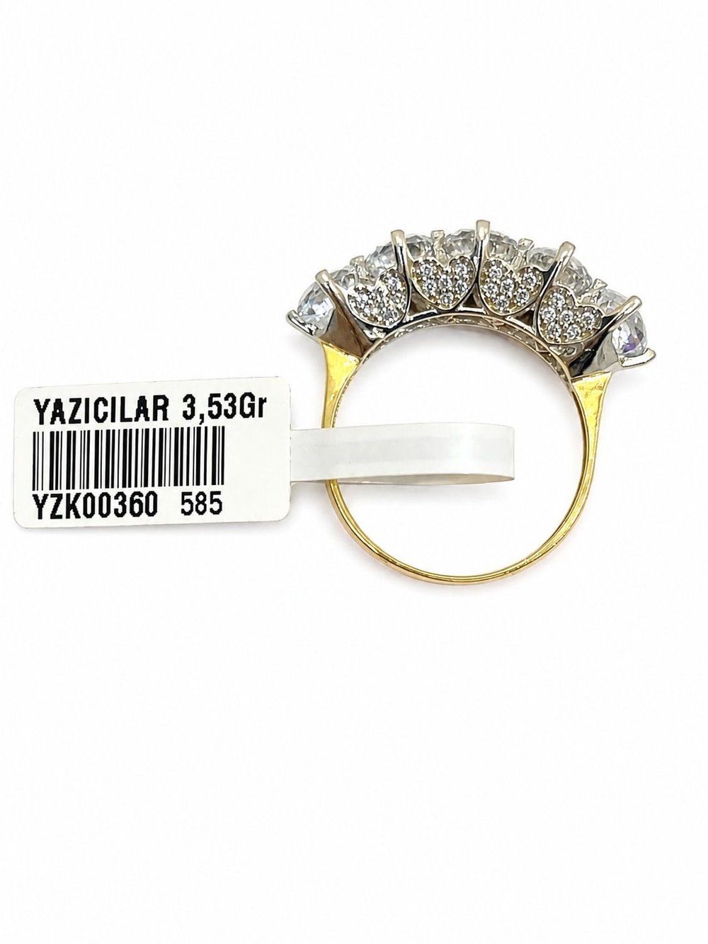 YAZICILAR  14 Ayar Altın Prenses Model Beştaş Zirkon Taşlı Kadın Yüzük 3,53 GR (360)