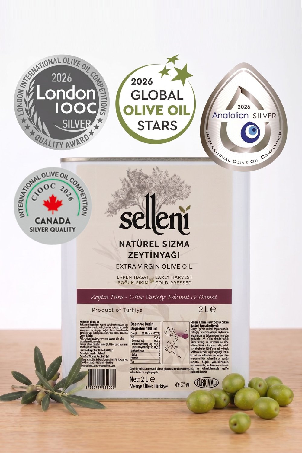 Selleni Erken Hasat Soğuk Sıkım Edremit & Domat Blend 2 L