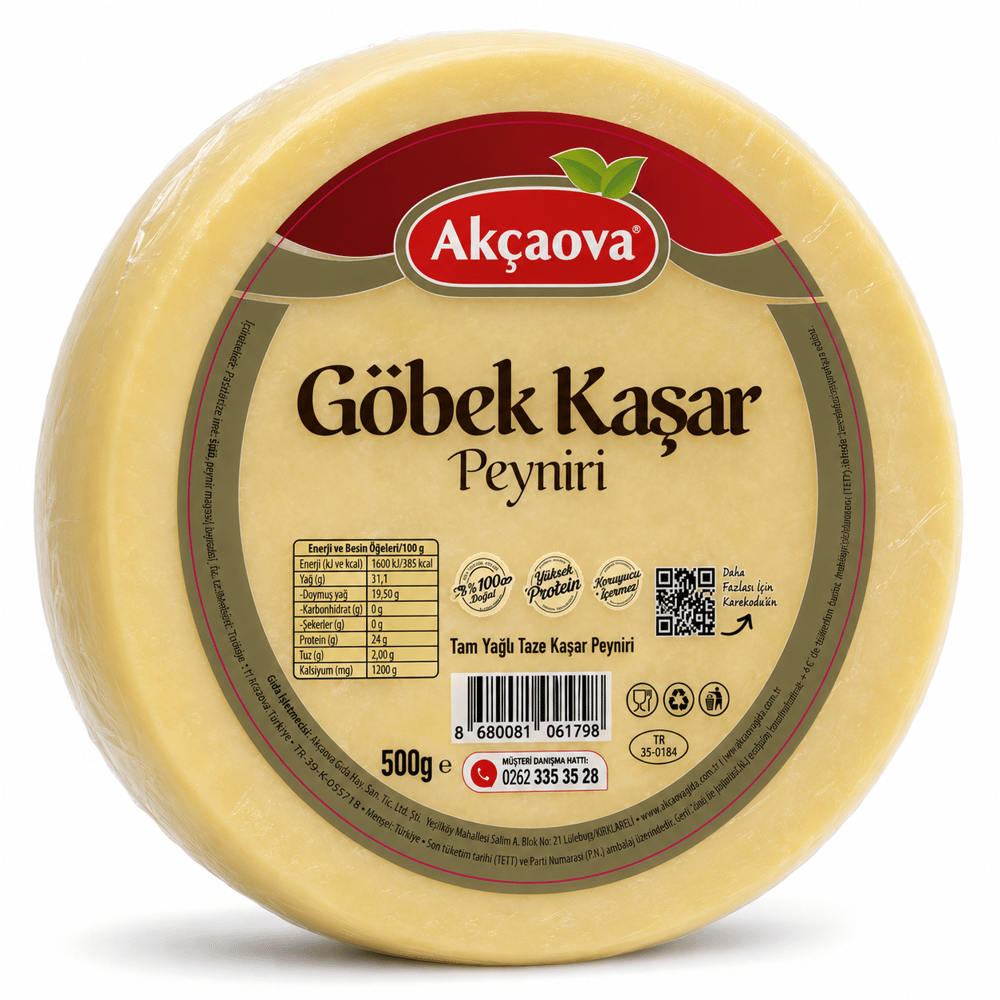 Akçaova Tam Yağlı Göbek Kaşar 500gr